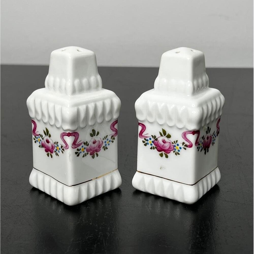 VTG Fred Roberts Company Porcelain Salt and Pepper Shakers with Floral Design